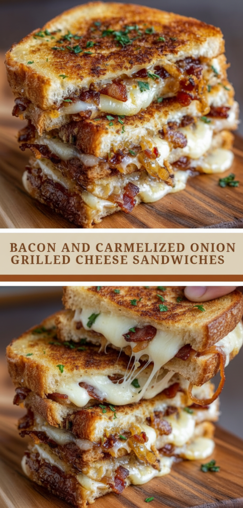 Bacon and Caramelized Onion Grilled Cheese Sandwiches