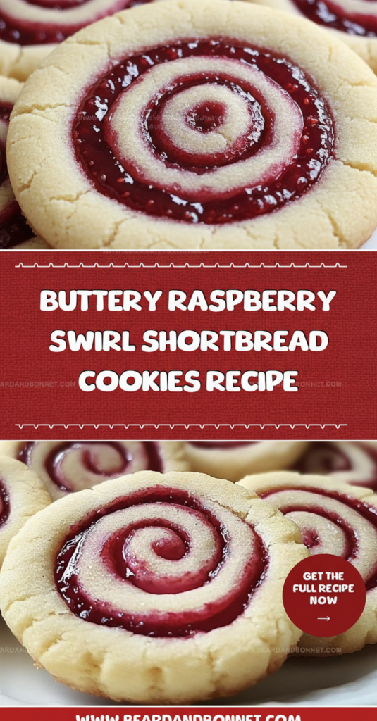 Buttery Raspberry Swirl Shortbread Cookies