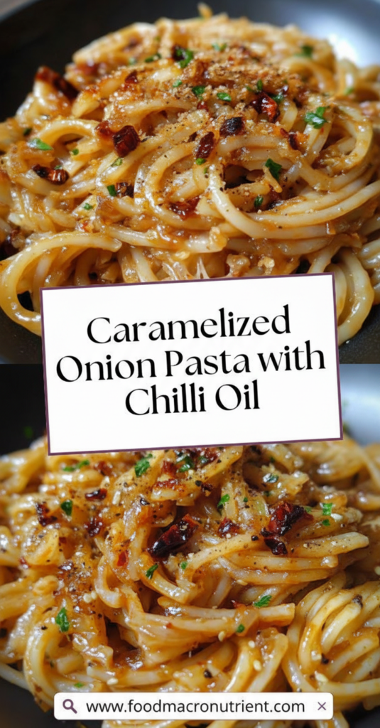 Caramelized Onion Pasta with Chili Oil