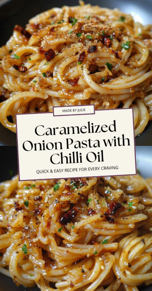 Caramelized Onion Pasta with Chili Oil