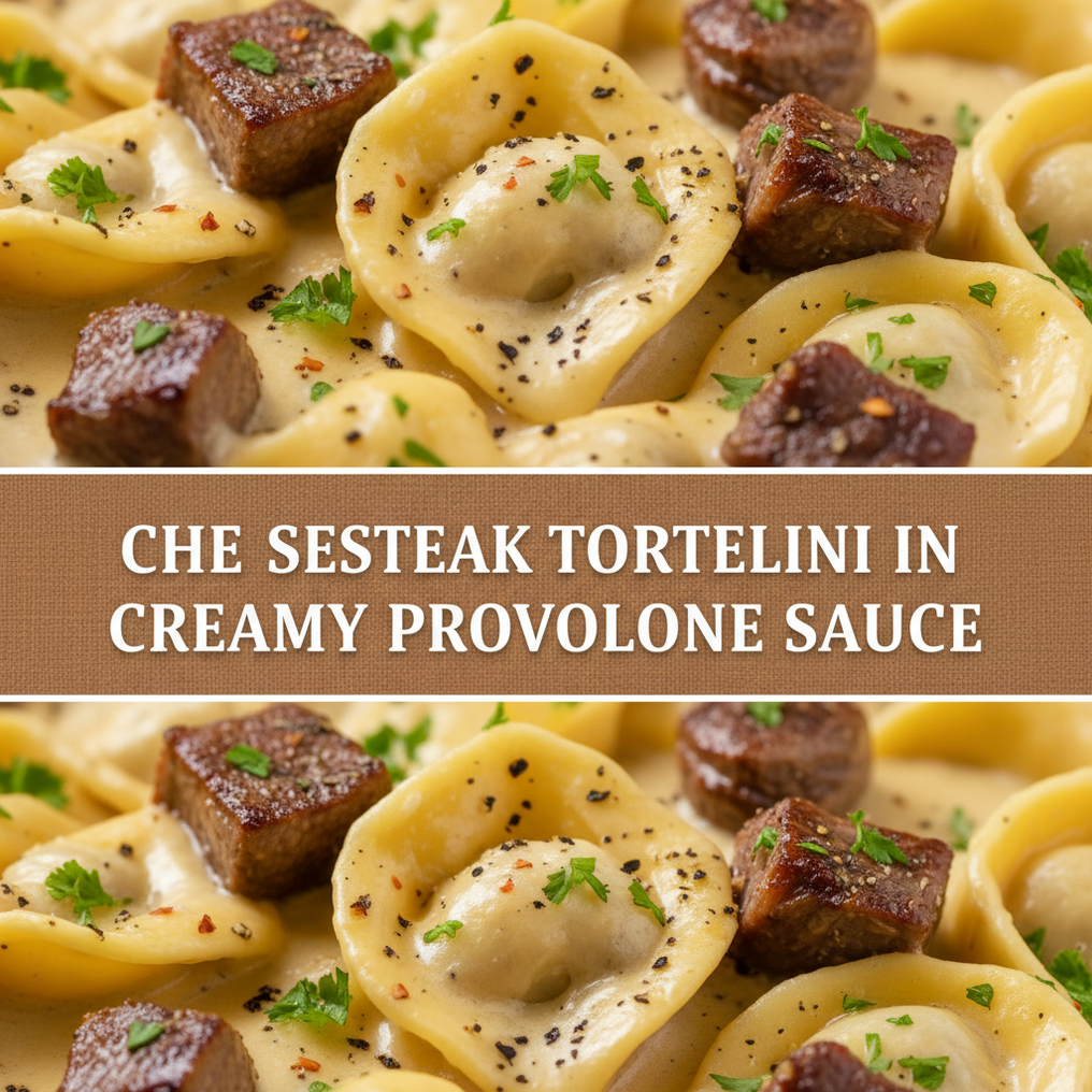 Cheesesteak Tortellini in Creamy Provolone Sauce