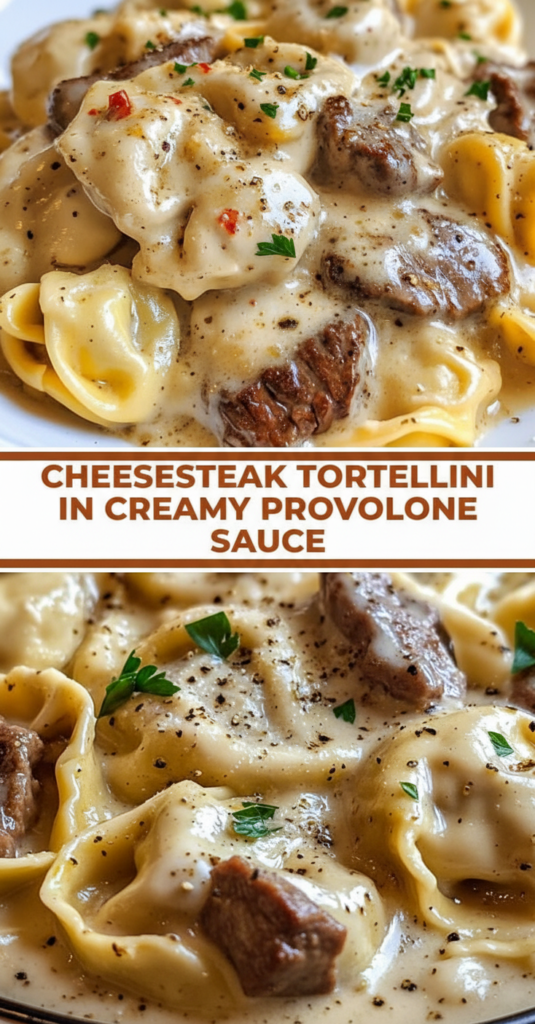 Cheesesteak Tortellini in Creamy Provolone Sauce