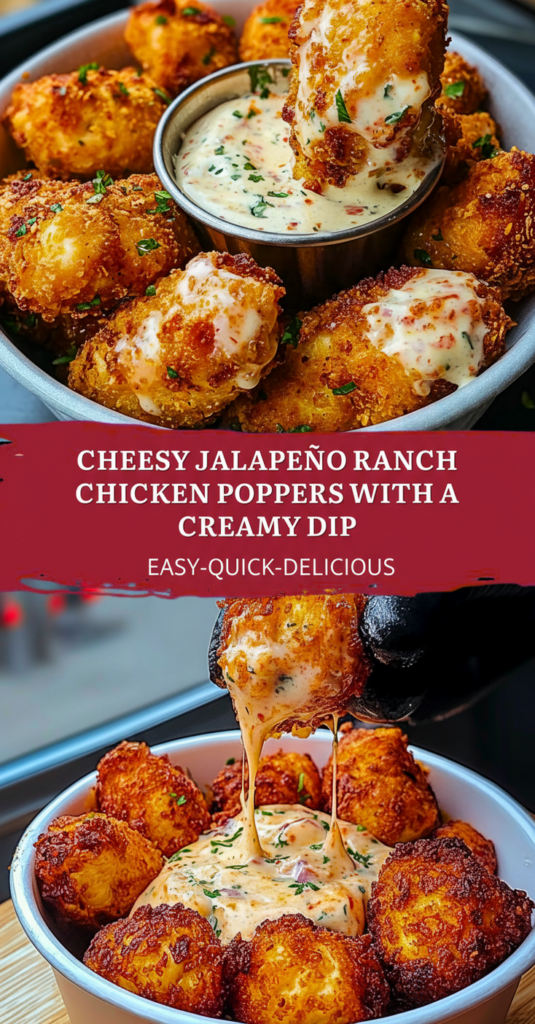 Cheesy Jalapeno Ranch Chicken Poppers with a Creamy Dip
