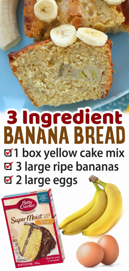 Easy 3 Ingredient Moist Banana Bread