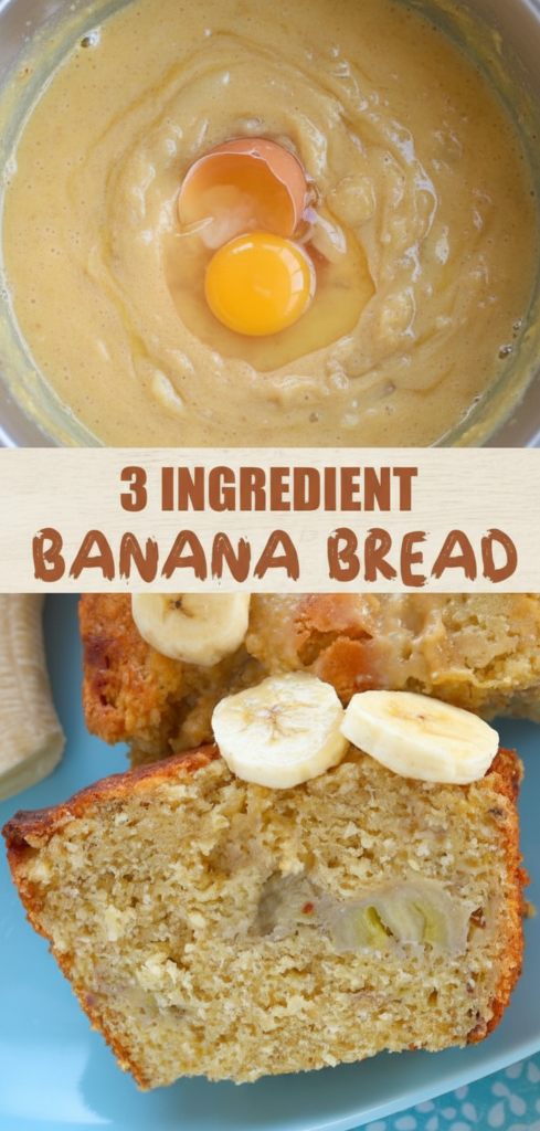 Easy 3-Ingredient Moist Banana Bread