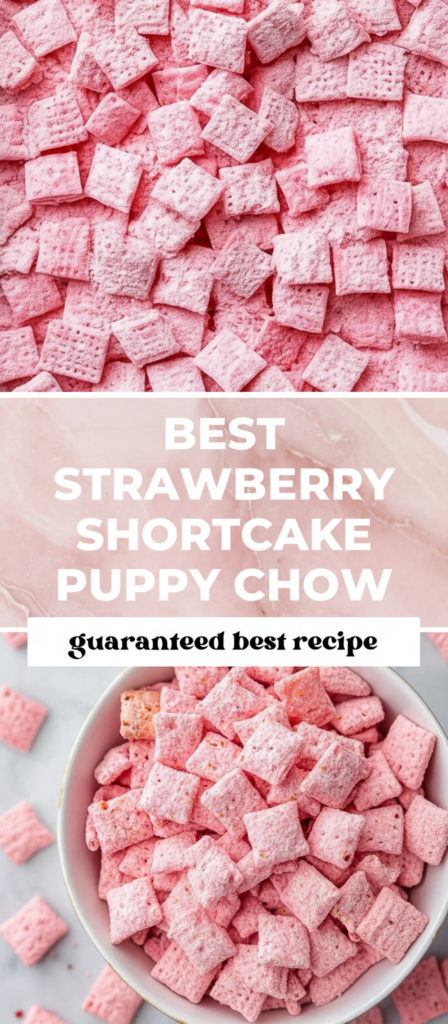 Easy Strawberry Shortcake Puppy Chow