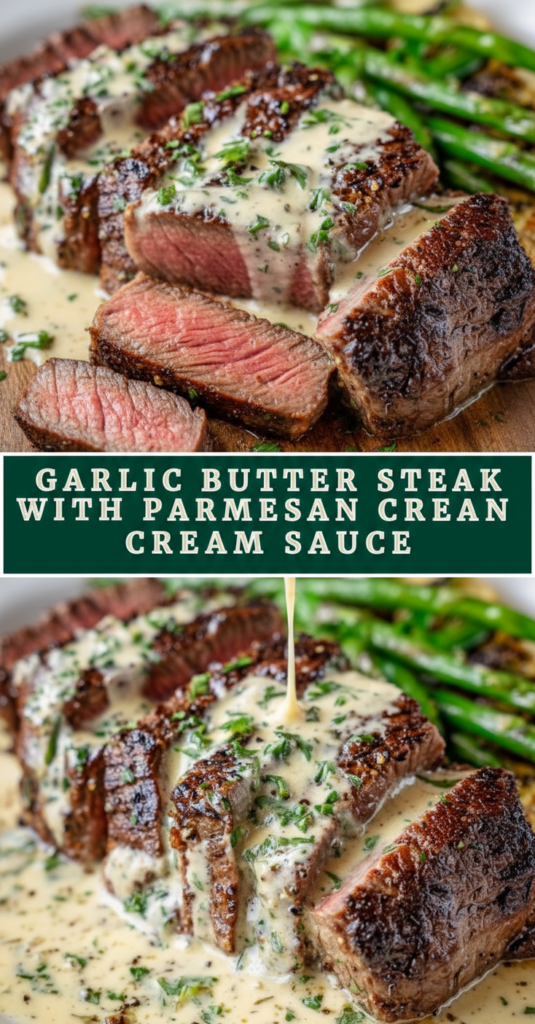 Garlic Butter Steak with Parmesan Cream Sauce