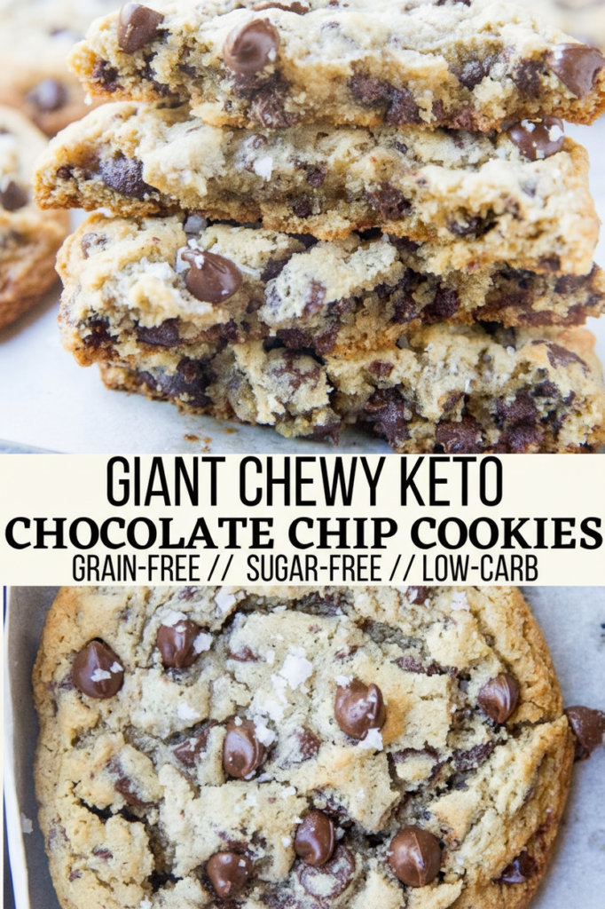 Giant Chewy Keto Chocolate Chip Cookies