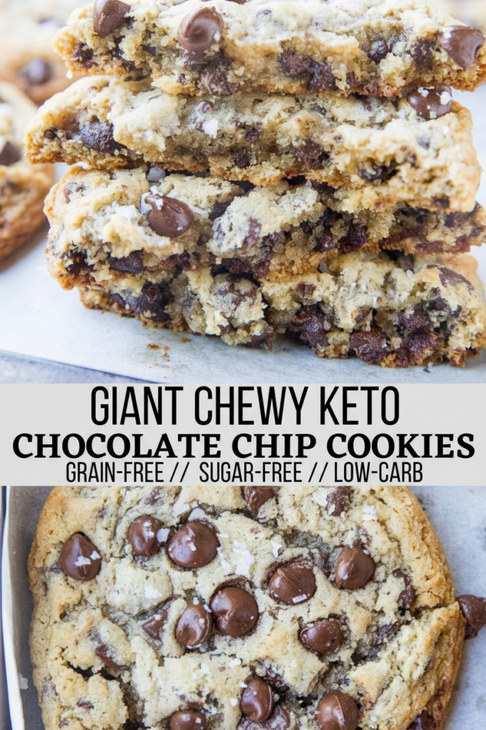 Giant Chewy Keto Chocolate Chip Cookies
