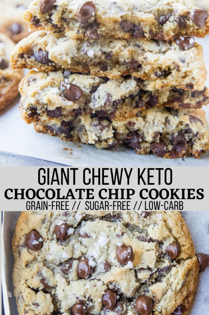 Giant Chewy Keto Chocolate Chip Cookies