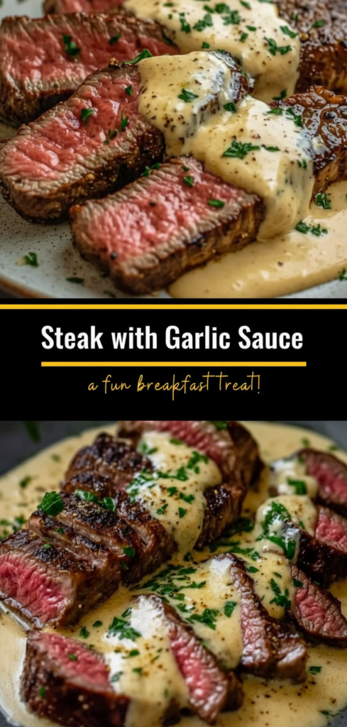 Juicy Steak with Creamy Garlic Sauce