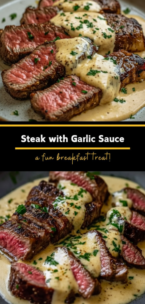 Juicy Steak with Creamy Garlic Sauce