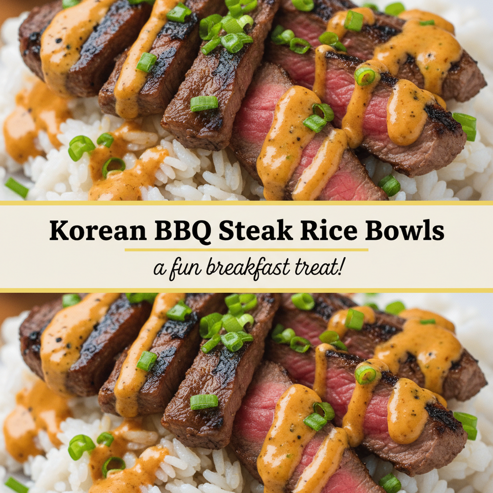 Korean BBQ Steak Rice Bowls with Spicy Cream Sauce