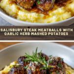 Salisbury Steak Meatballs with Garlic Herb Mashed Potatoes