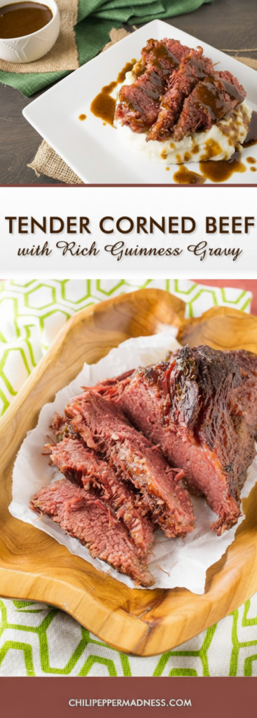 Slow Cooked Corned Beef with Spicy Guinness Gravy and Caramelized Cabbage