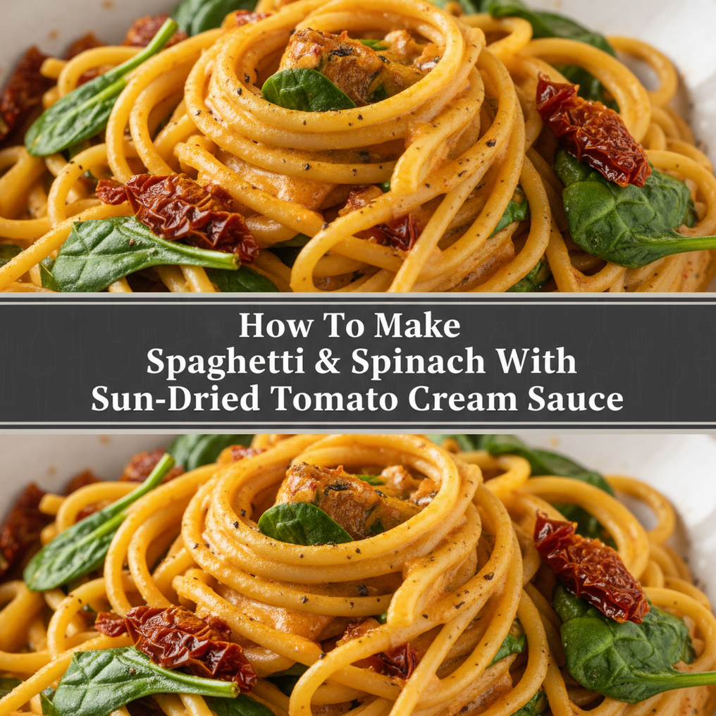 Spaghetti Spinach with Sun-Dried Tomato Cream Sauce