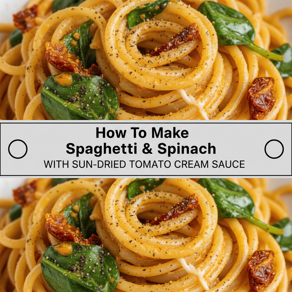Spaghetti Spinach with Sun-Dried Tomato Cream Sauce